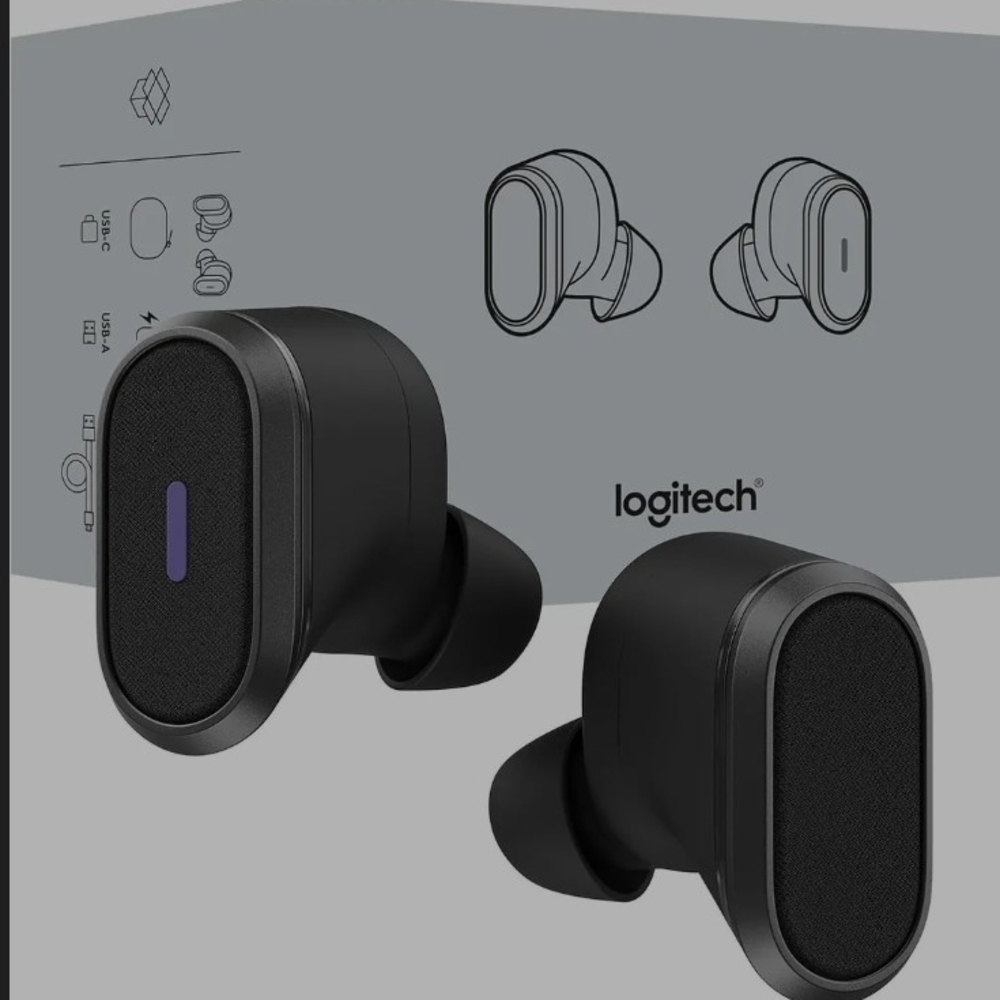Logitech Zone True Wirless - Black Wireless Earbuds with noise-canceling mic
